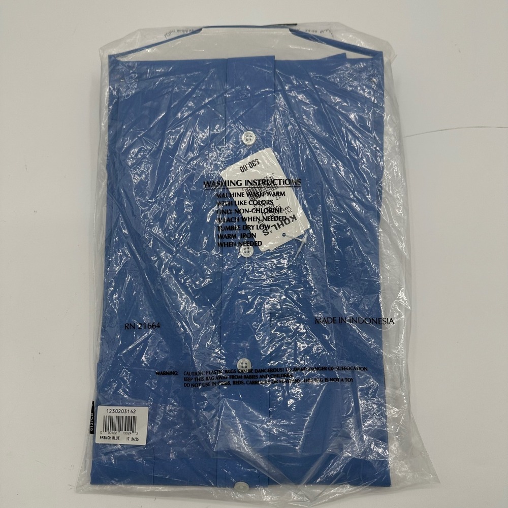 Croft & Barrow Mens Dress Shirt 17 34/35 French Blue Wrinkle Resistant NWT - Picture 6 of 9